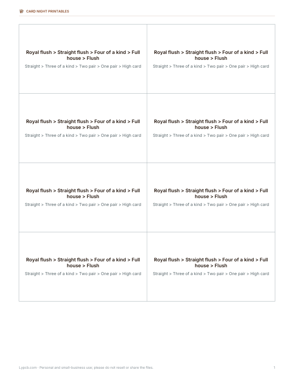 Preview of Printable Pocket Cards PDF